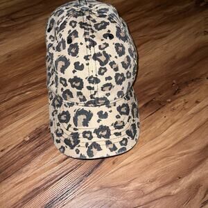 Brown Black Animal Leopard Cheetah Print Faux Denim Adjustable Baseball Hat Cap